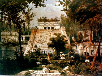 Tempel en piramide, Tulum, Yucatan, Mexico, 1844